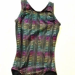 Girls Gymnastic Leotard Rainbow Polka Dots